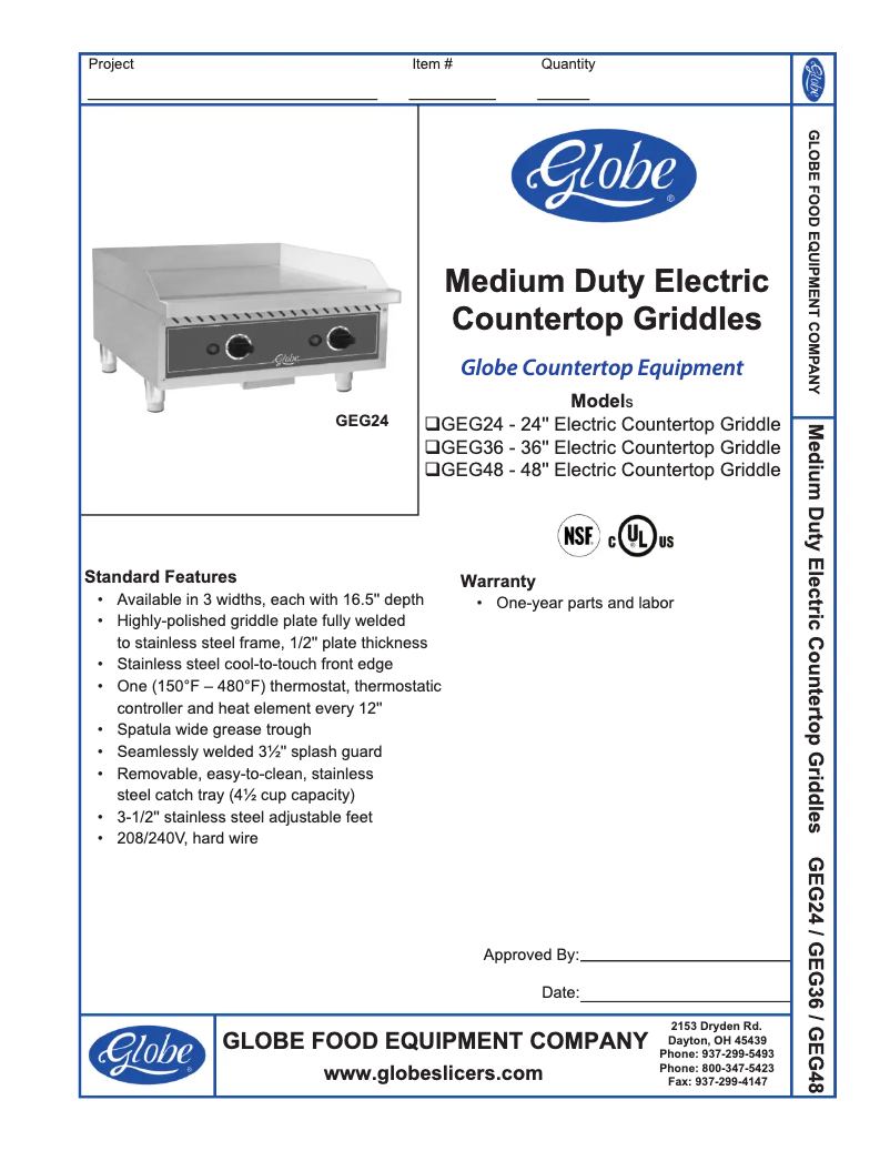 Página 1 del manual Manual de uso y mantenimiento Globe GEG24