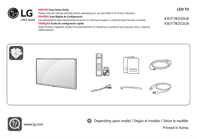 Imagen de la primera página del manual del dispositivo 43UT782V2