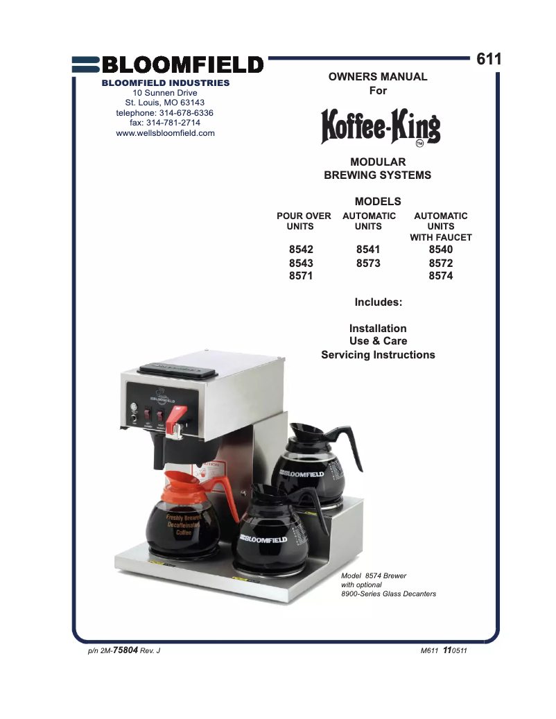 Imagen de la primera página del manual del dispositivo Koffee King 8572