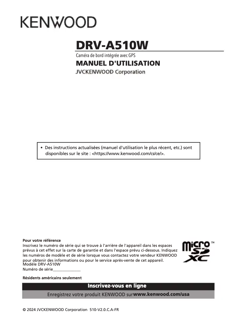 Imagen de la primera página del manual del dispositivo DRV-A510W