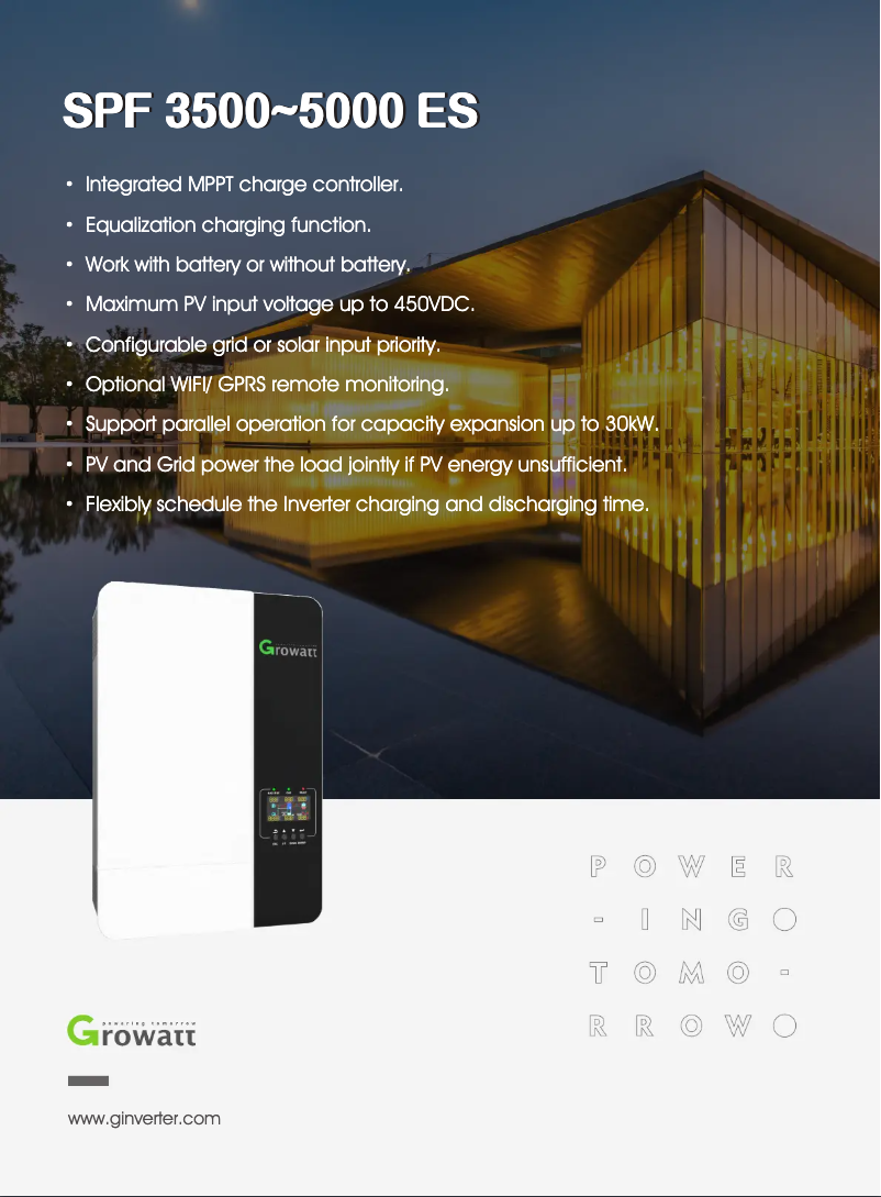 Página 1 del manual Ficha técnica Growatt SPF 5000 ES