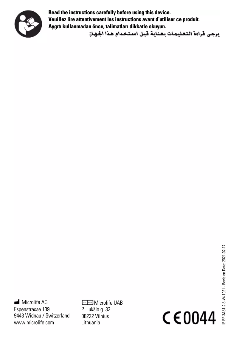 Página nº 1 - Manual de usuario Microlife BP 3AS1-2