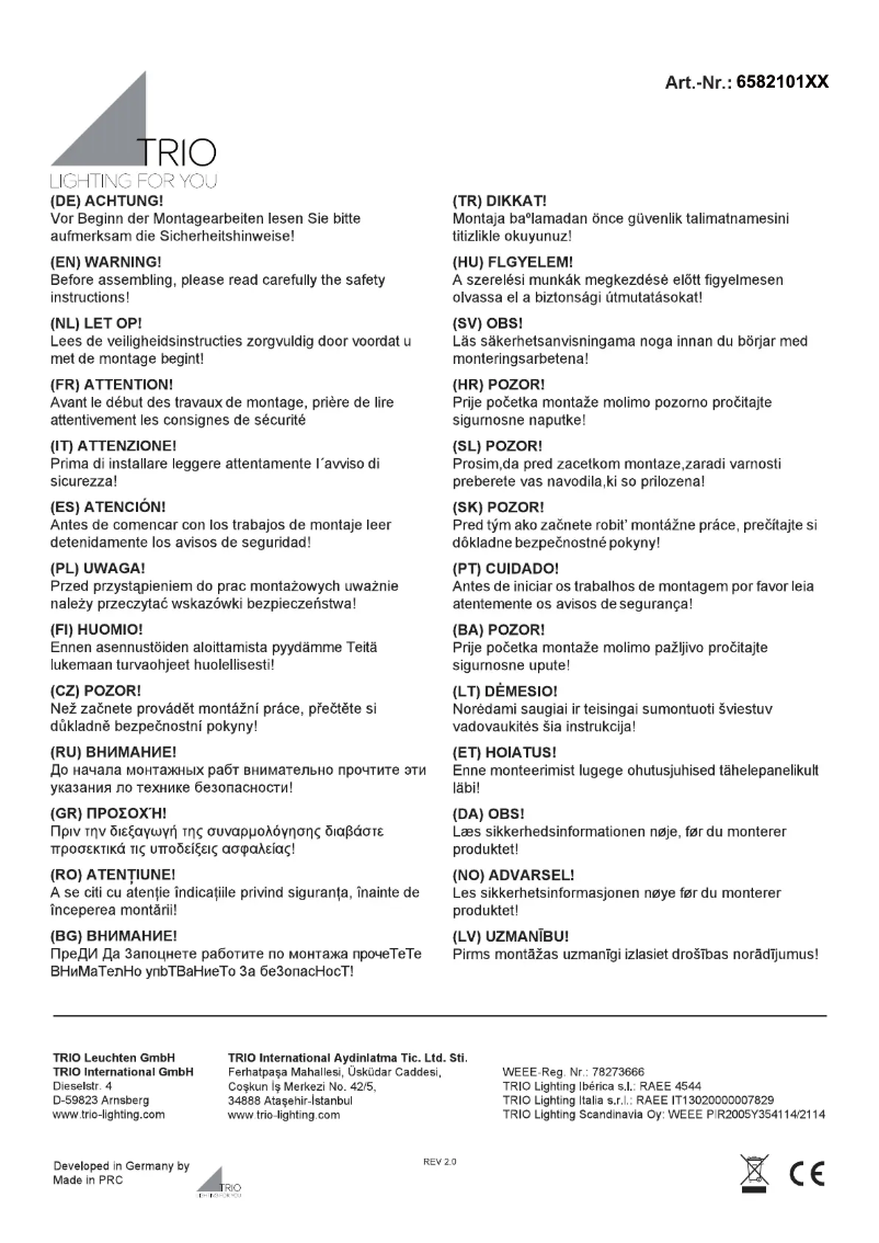 Página 1 del manual Manual de usuario Trio Lighting Livaro 658210131