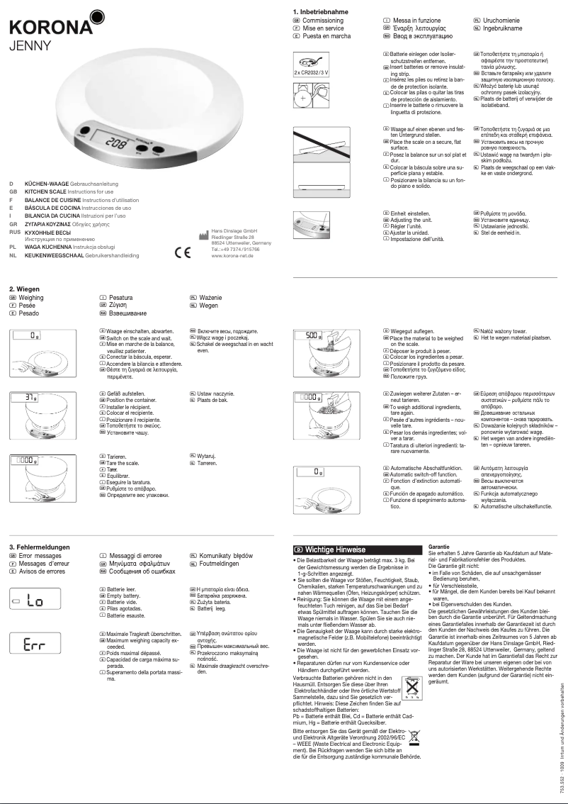 Página 1 del manual Manual de usuario Korona Jenny