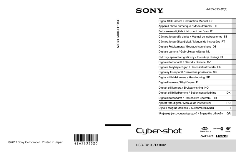 Página nº 1 - Manual de usuario Sony Cybershot DSC-TX100