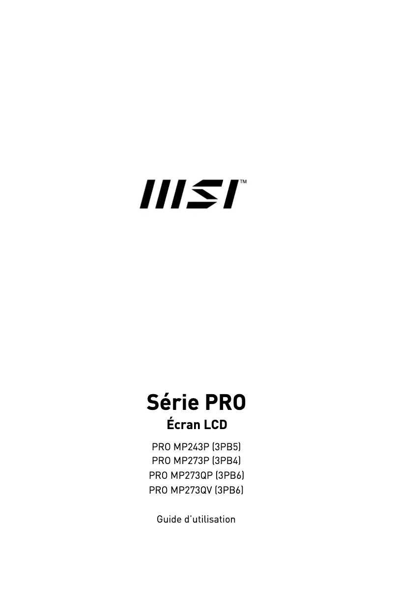 Página nº 1 - Manual de usuario MSI Pro MP243P