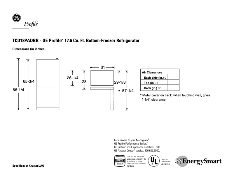 Imagen de la primera página del manual del dispositivo Profile TCD18PADBB