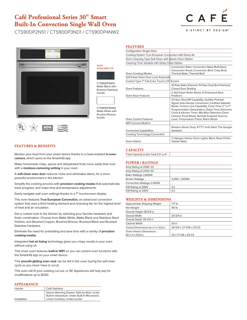 Página nº 1 - Ficha técnica GE CTS90DP4NW2