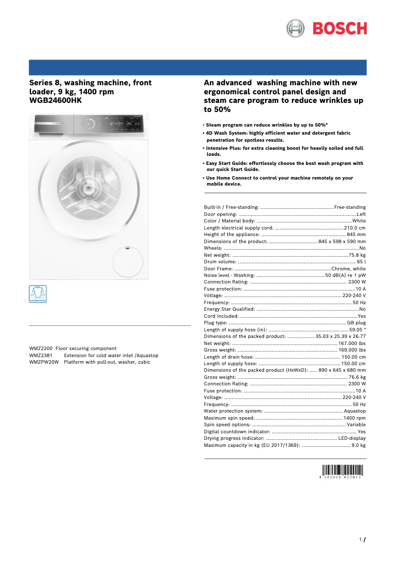 Imagen de la primera página del manual del dispositivo WGB24600HK