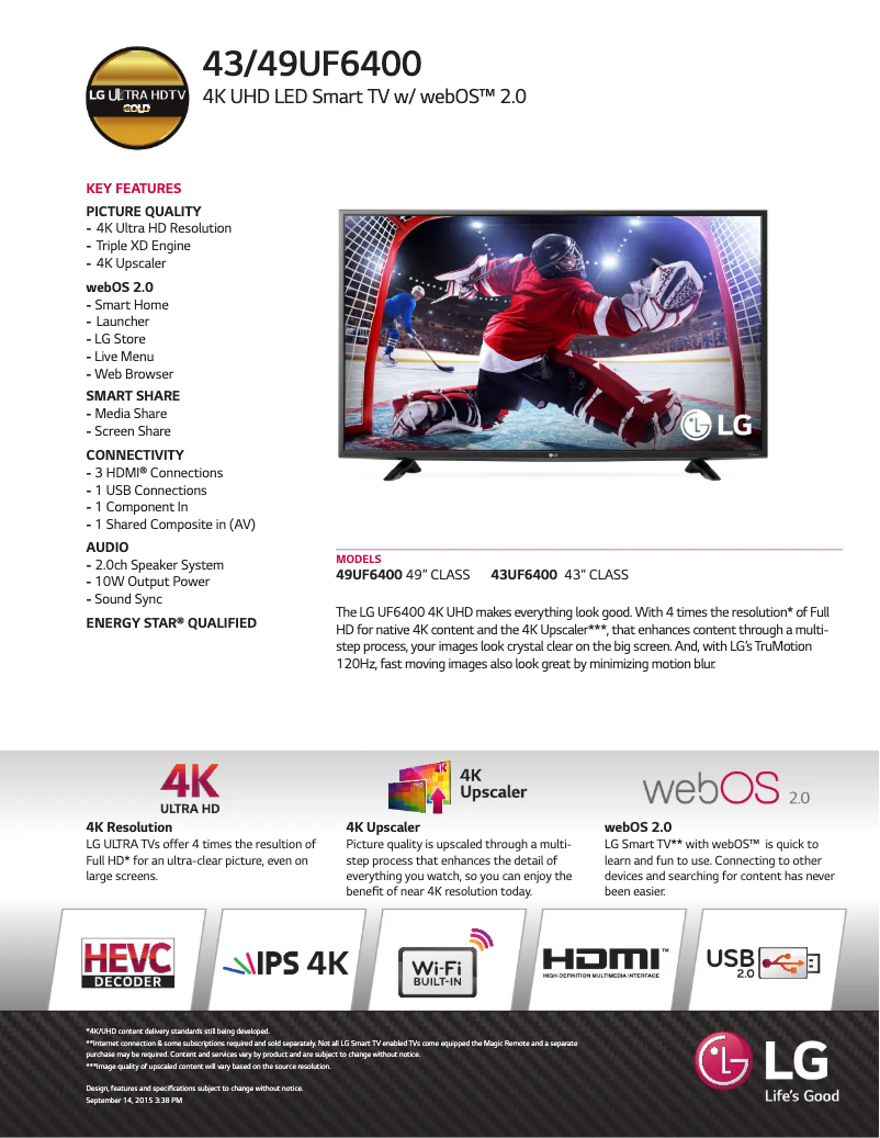 Imagen de la primera página del manual del dispositivo 43UF6400