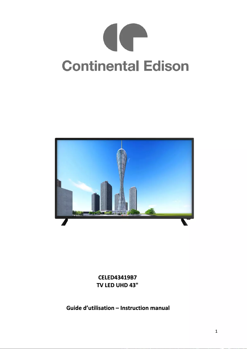 Página 1 del manual Manual de usuario Continental Edison CELED43419B7