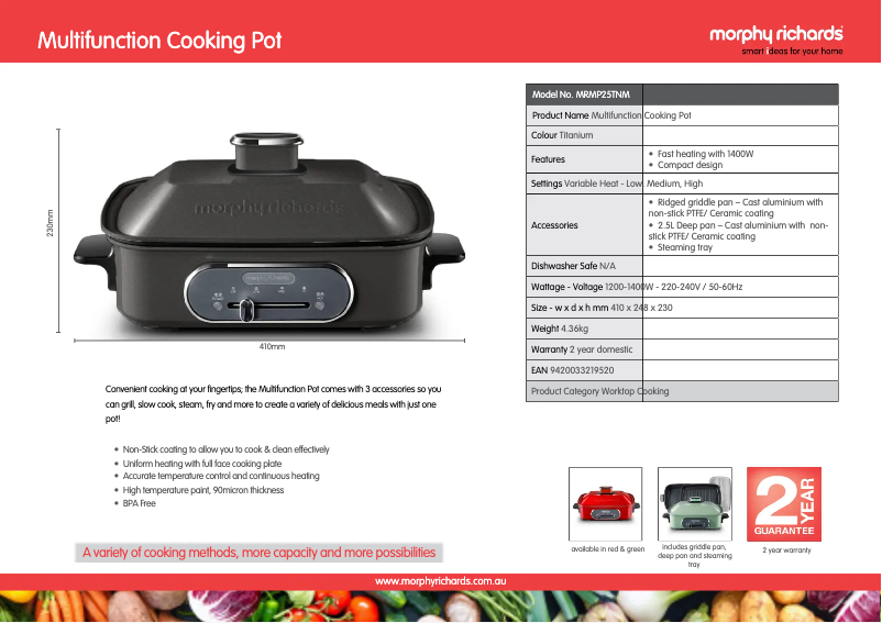 Página 1 del manual Ficha técnica Morphy Richards MRMP25