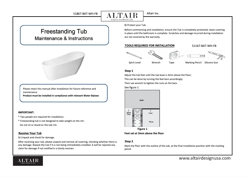 Página nº 1 - Manual de usuario Altair Ipure 51867-BAT-WH-FB
