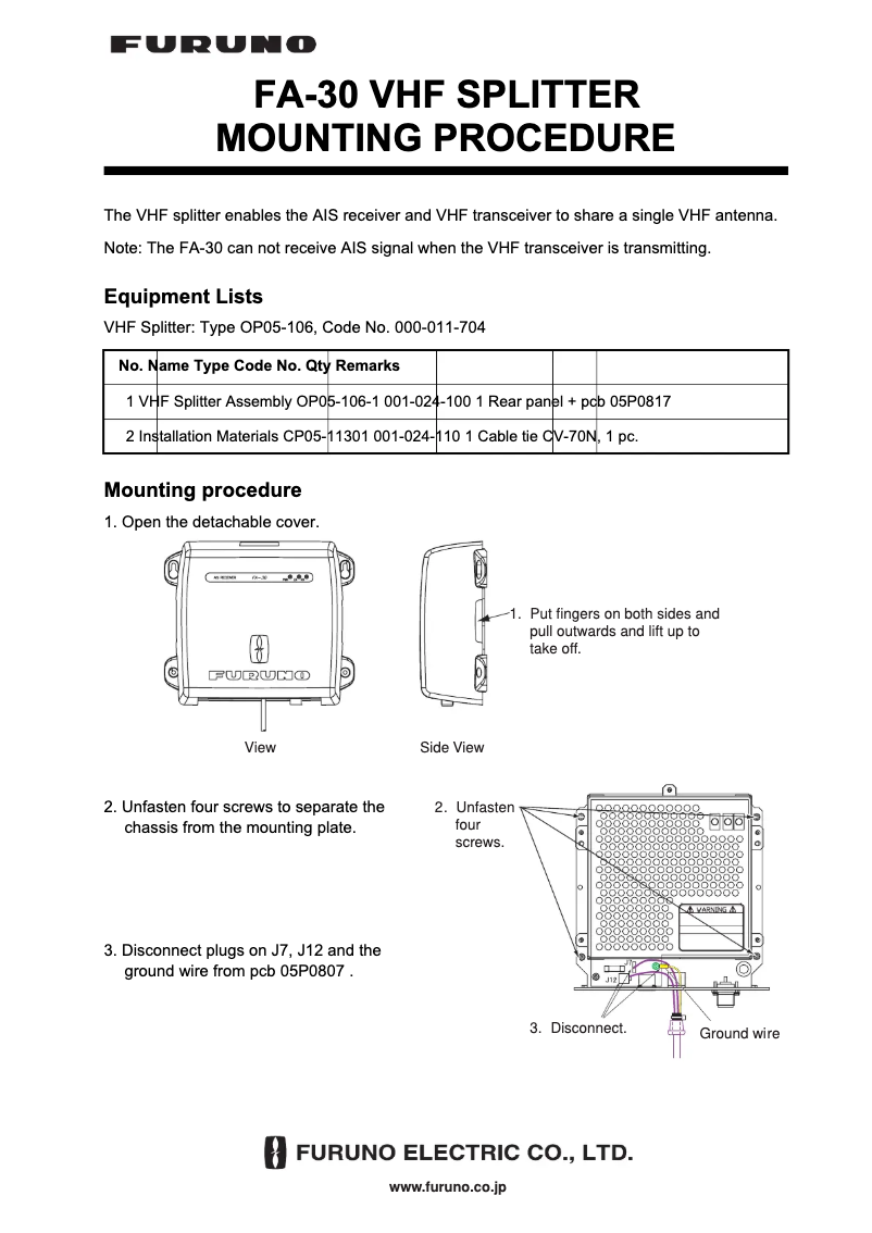 Página 1 del manual Manual de usuario Furuno FA-30