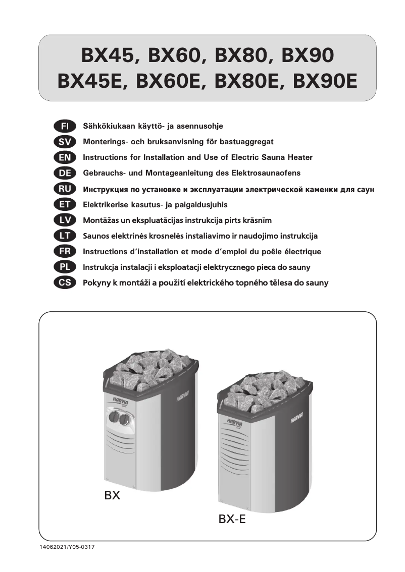 Página 1 del manual Manual de usuario Harvia Vega BX45 HBX450400
