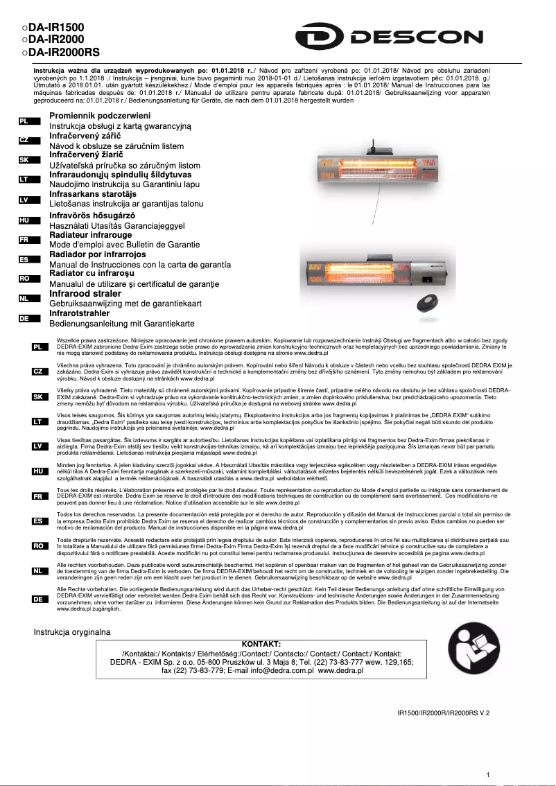 Página 1 del manual Manual de usuario Descon DA-IR2000RS