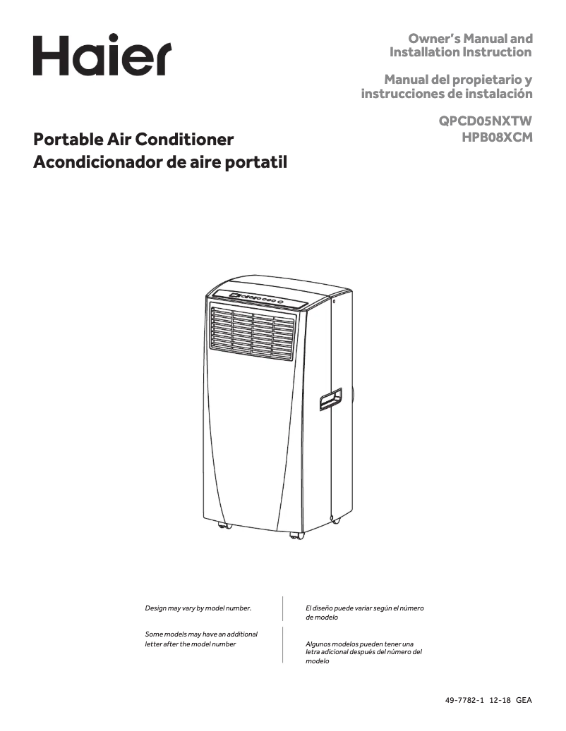 Imagen de la primera página del manual del dispositivo QPCD05NXTW