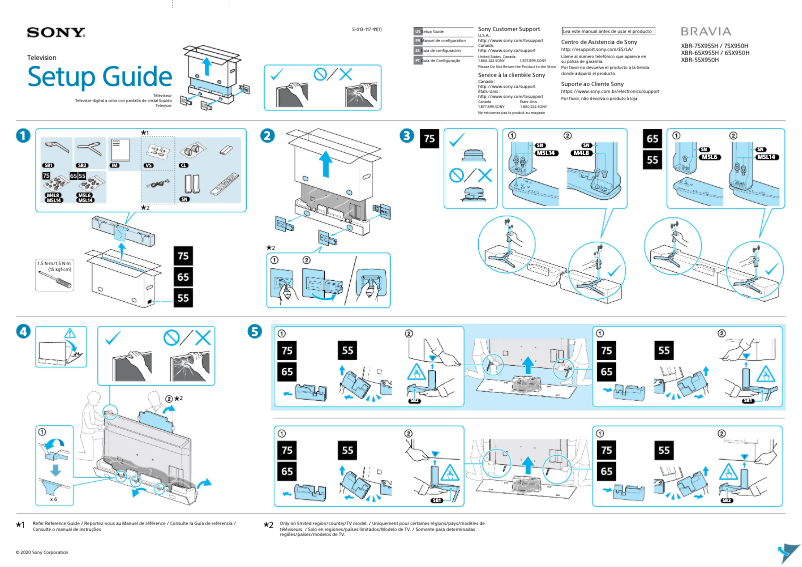 Página nº 1 - Guía de instalación Sony Bravia XBR-75X950H