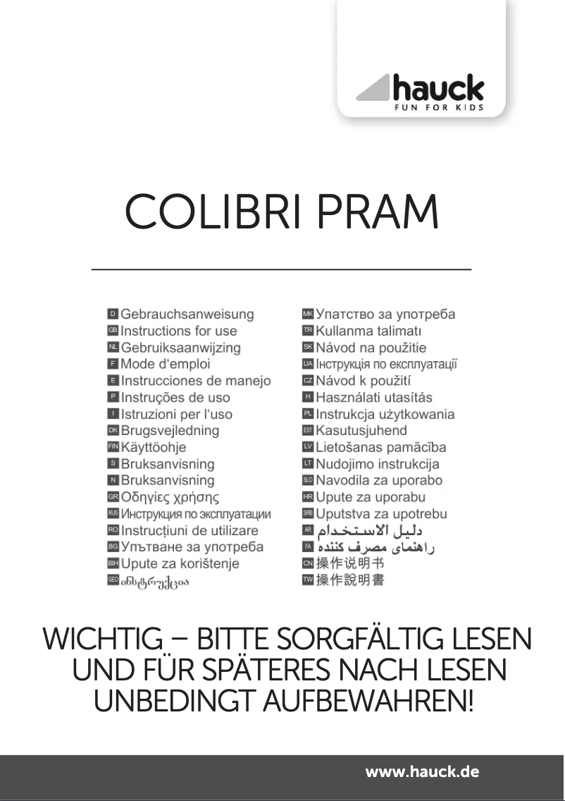Imagen de la primera página del manual del dispositivo Colibri Pram