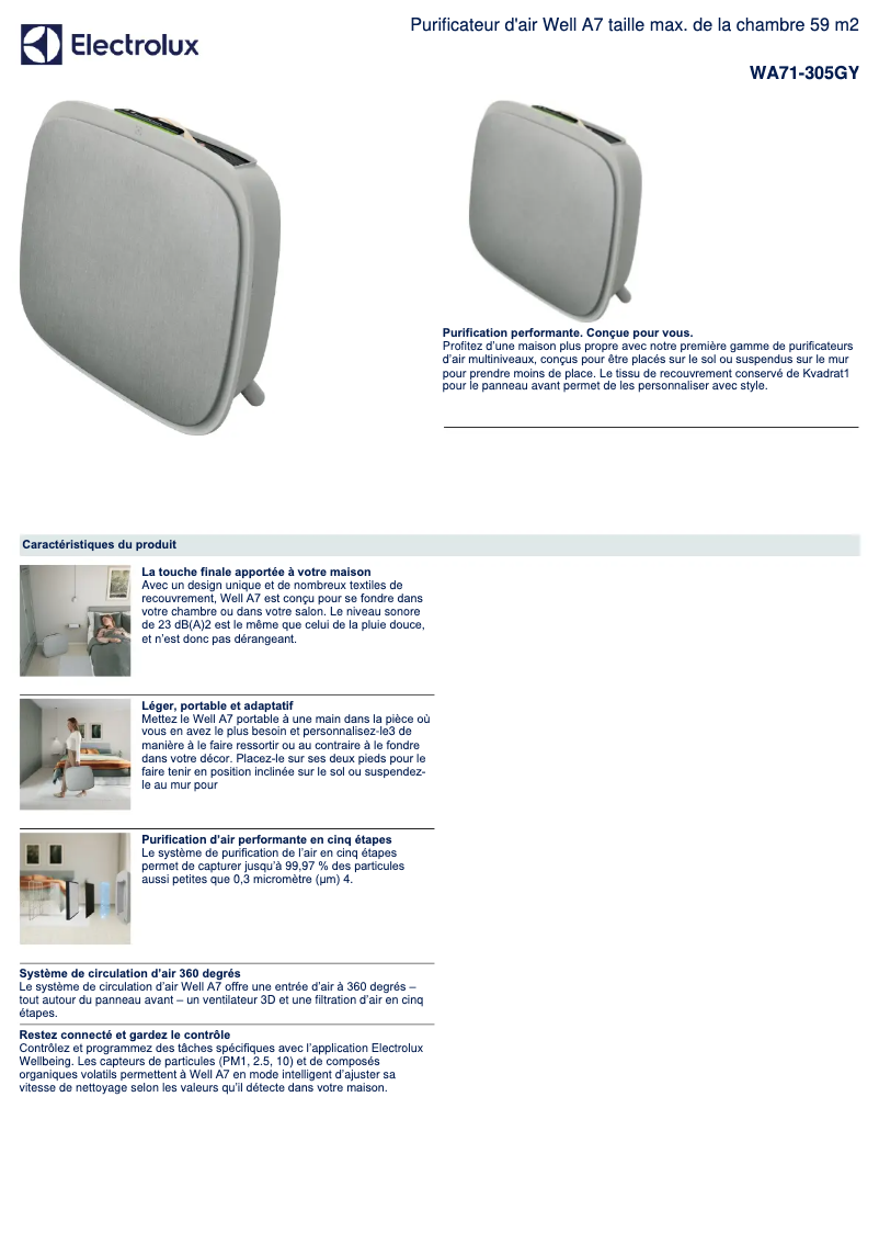 Imagen de la primera página del manual del dispositivo Well A7 WA71-305GY