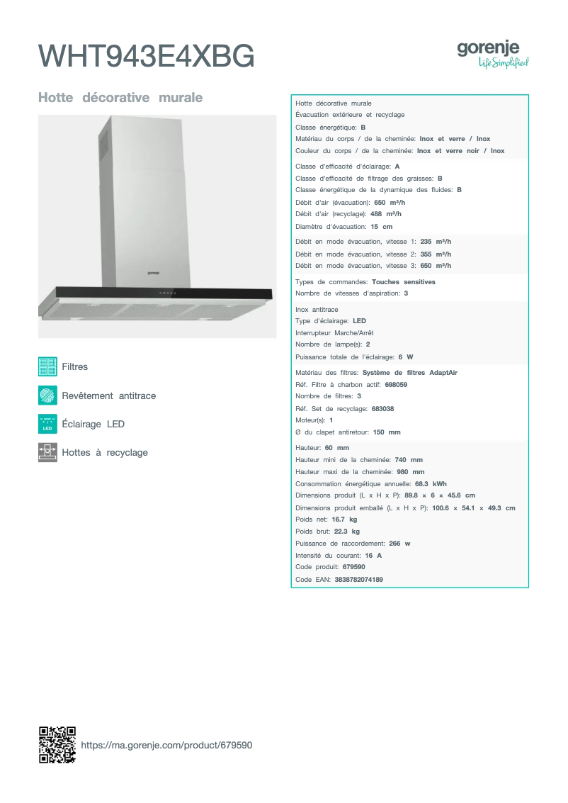 Imagen de la primera página del manual del dispositivo WHT943E4XBG