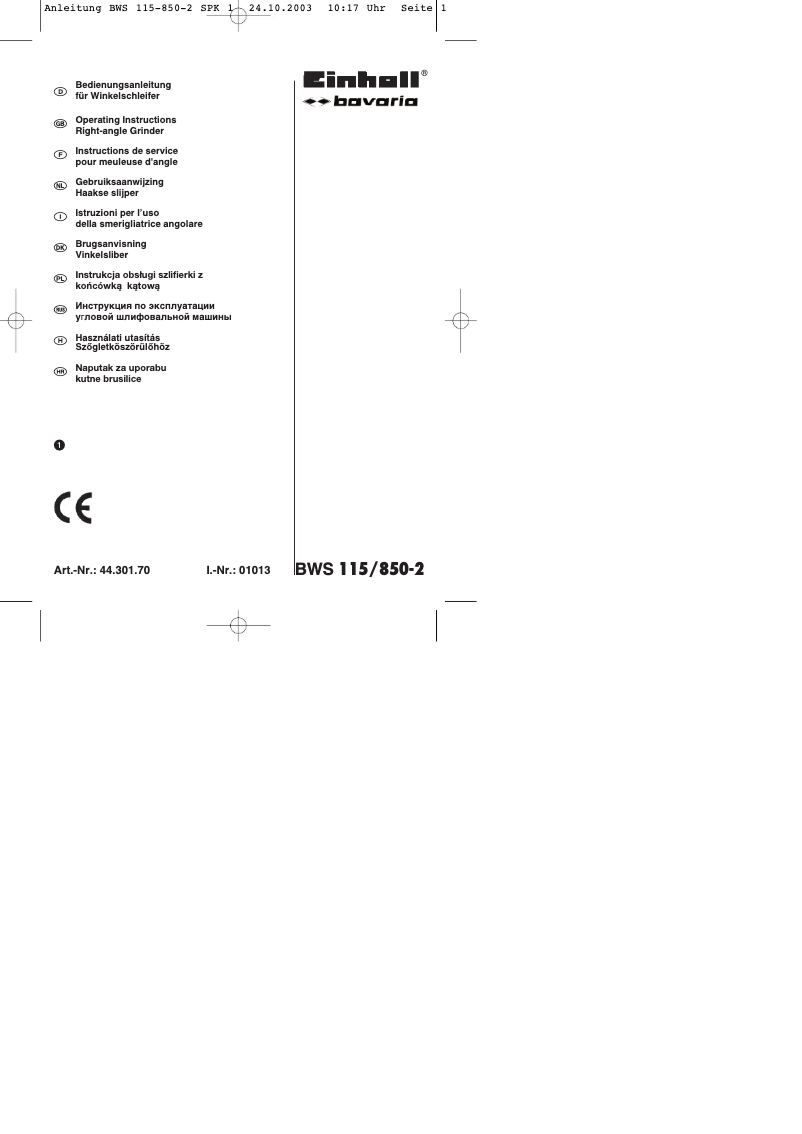 Página 1 del manual Manual de usuario Bavaria by Einhell BWS 115/850-3
