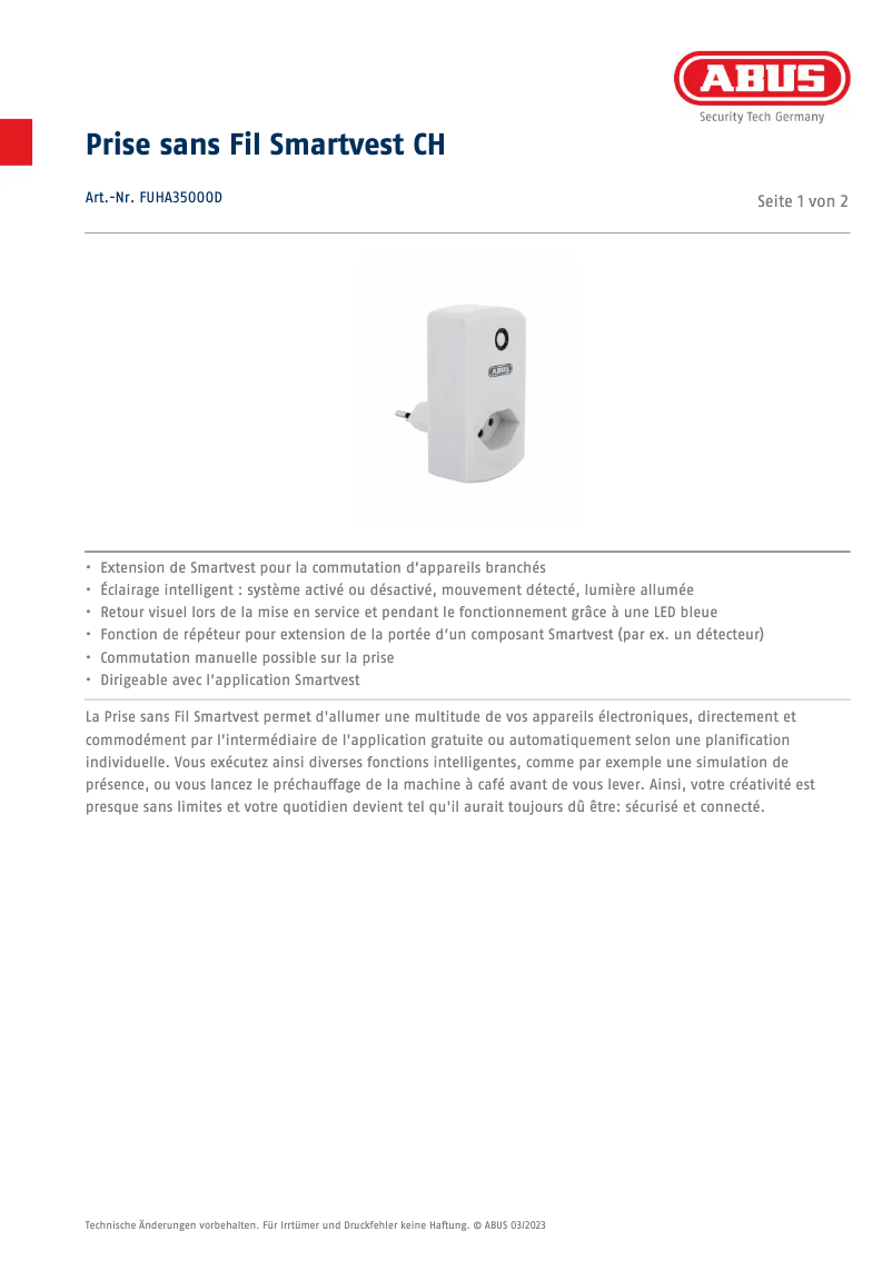 Imagen de la primera página del manual del dispositivo FUHA35000D