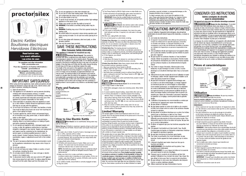 Página 1 del manual Manual de usuario Proctor Silex K4097PS