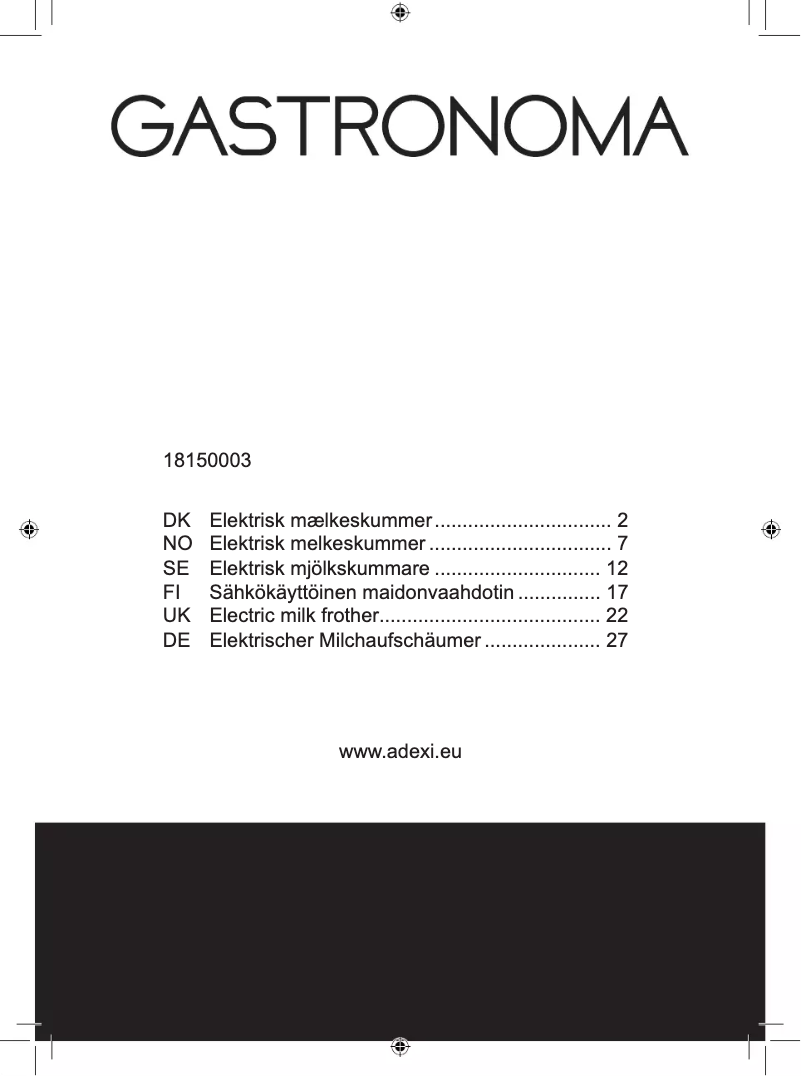 Imagen de la primera página del manual del dispositivo 18150003