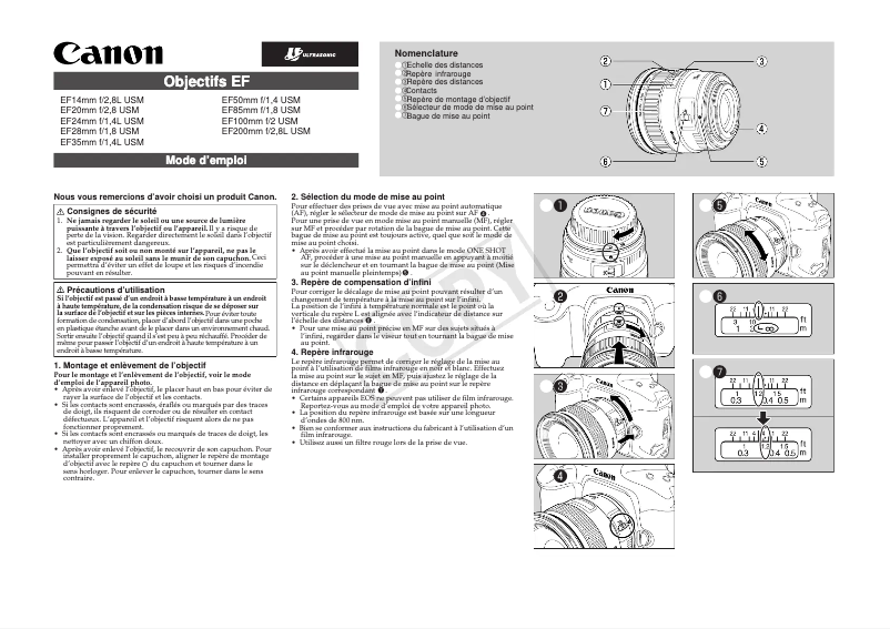 Página 1 del manual Manual de usuario Canon EF 20mm f/2.8 USM