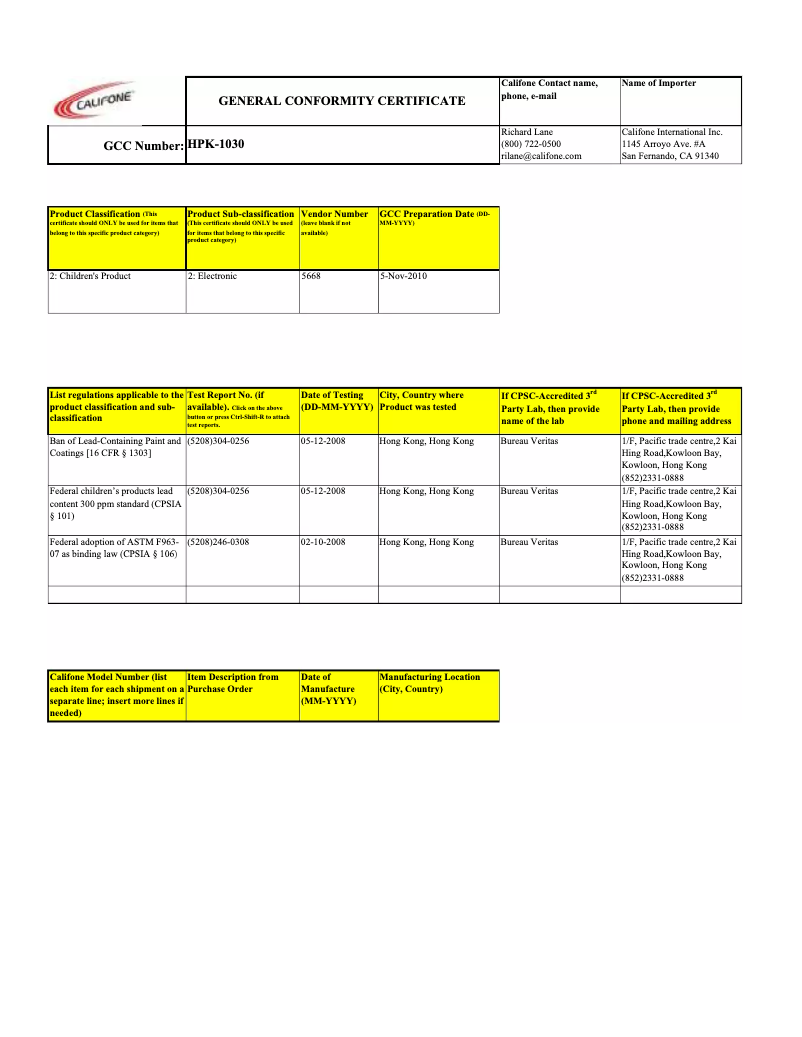 Página nº 1 - Manual de usuario Califone Titanium HPK-1030