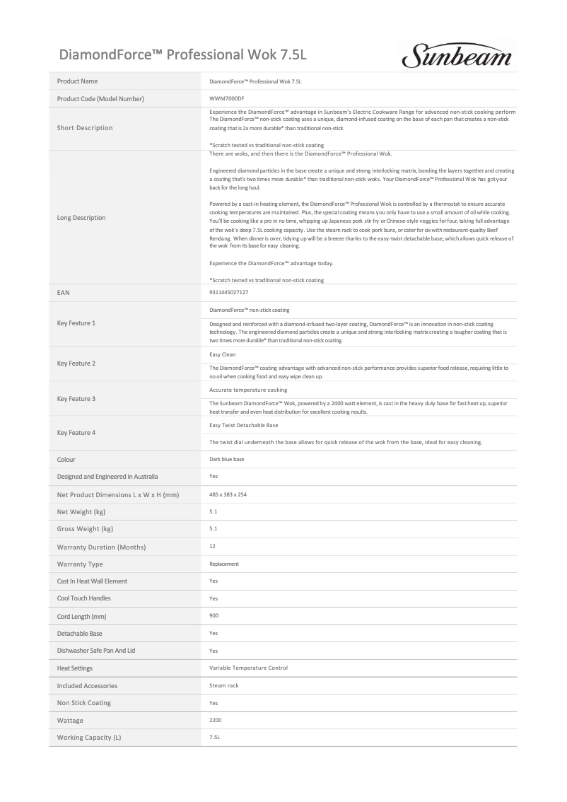 Imagen de la primera página del manual del dispositivo DiamandForce WWM7000DF