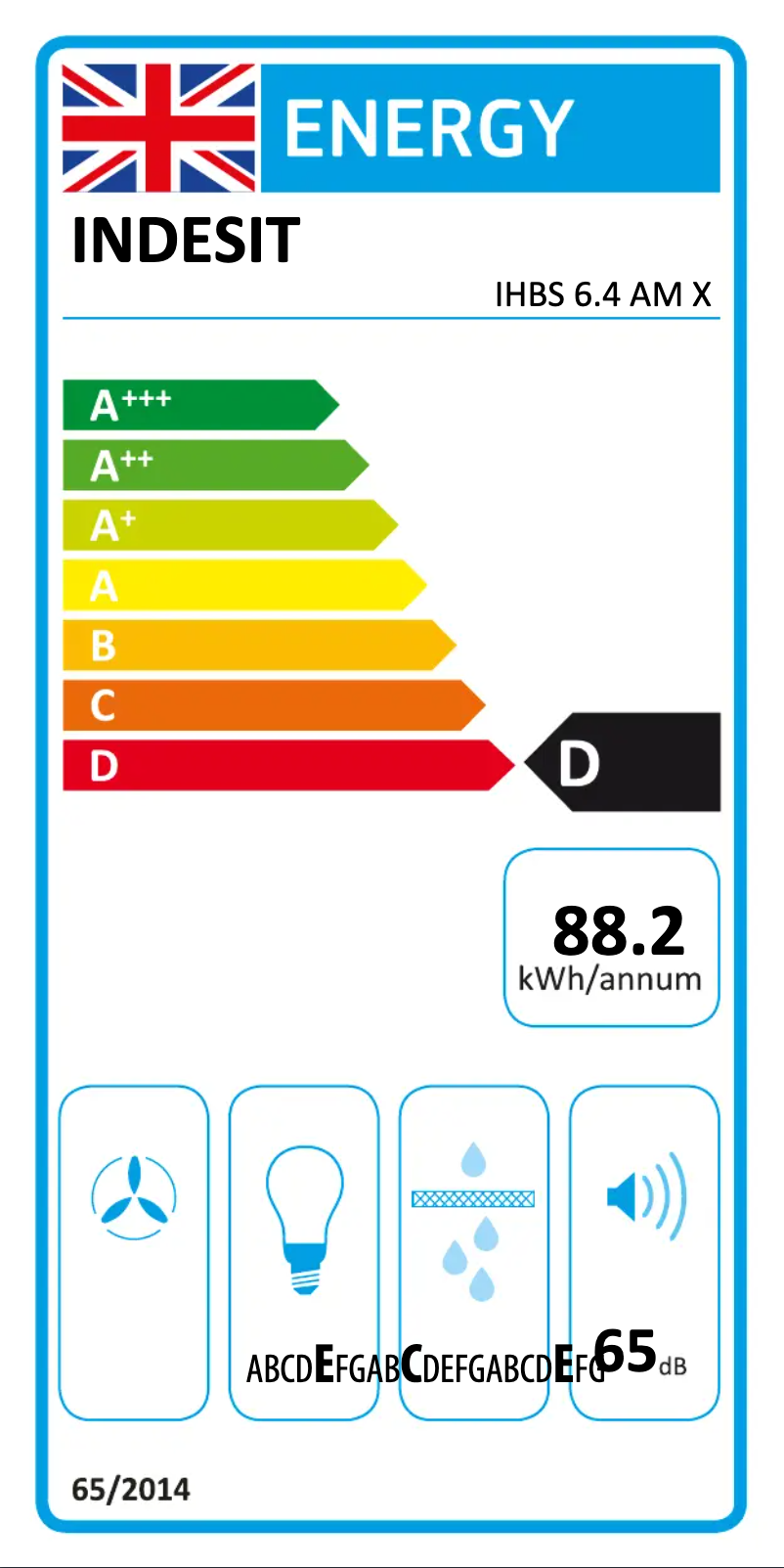 Página nº 1 - Etiqueta energética Indesit IHBS 6.4 AM X