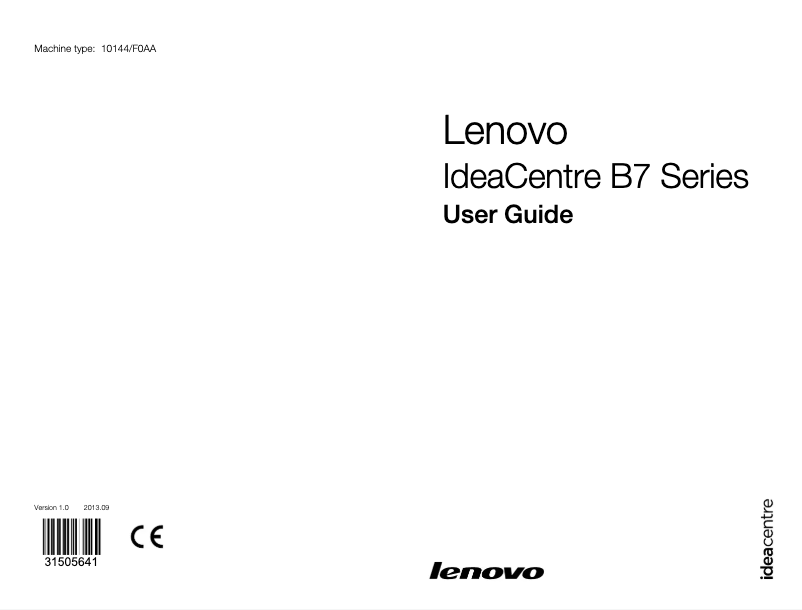 Página nº 1 - Manual de usuario Lenovo IdeaCentre B750
