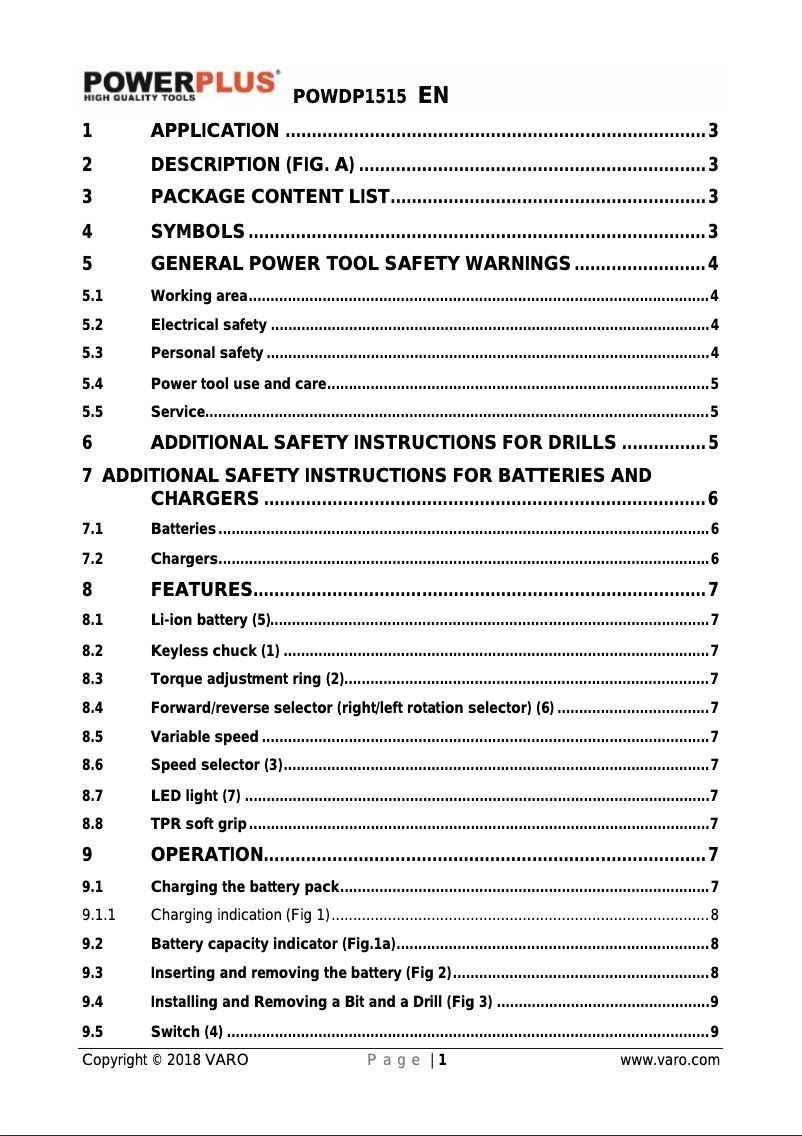 Imagen de la primera página del manual del dispositivo POWDP1515