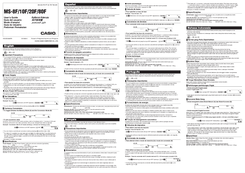 Página 1 del manual Manual de usuario Casio MS-8F