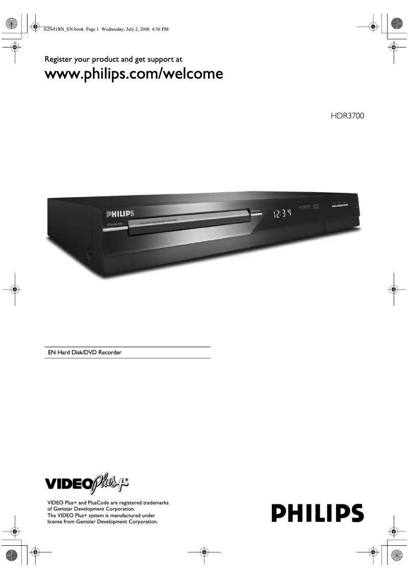 Imagen de la primera página del manual del dispositivo HDR3700