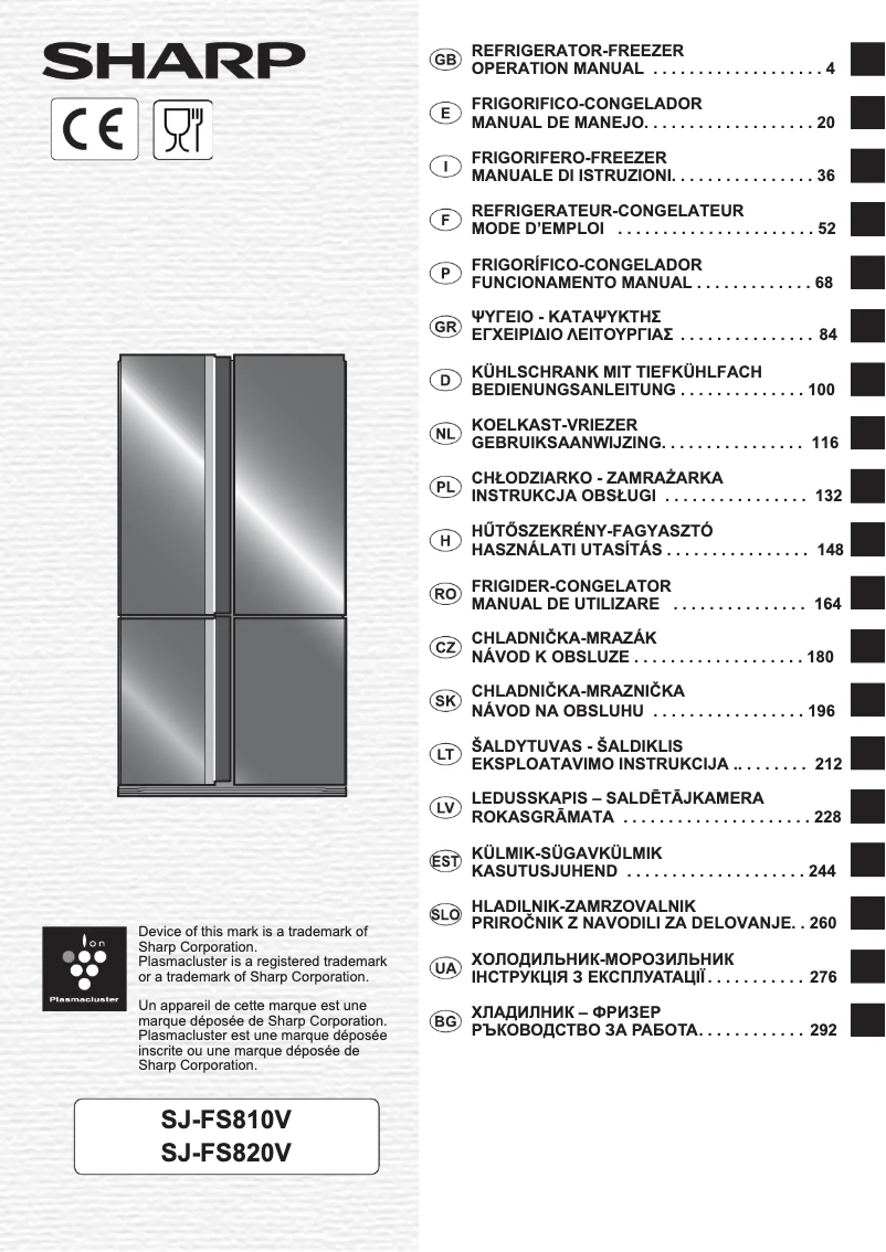 Imagen de la primera página del manual del dispositivo SJ-FS820V