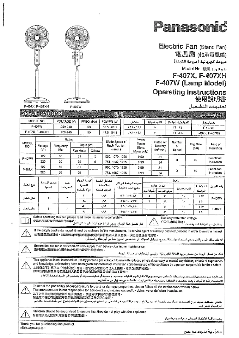 Página 1 del manual Manual de usuario Panasonic F-407X