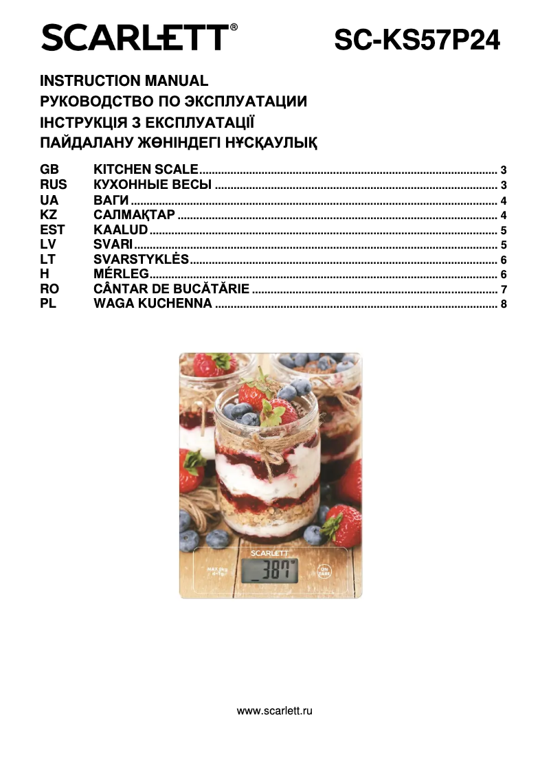 Página nº 1 - Manual de usuario Scarlett SC-KS57P24