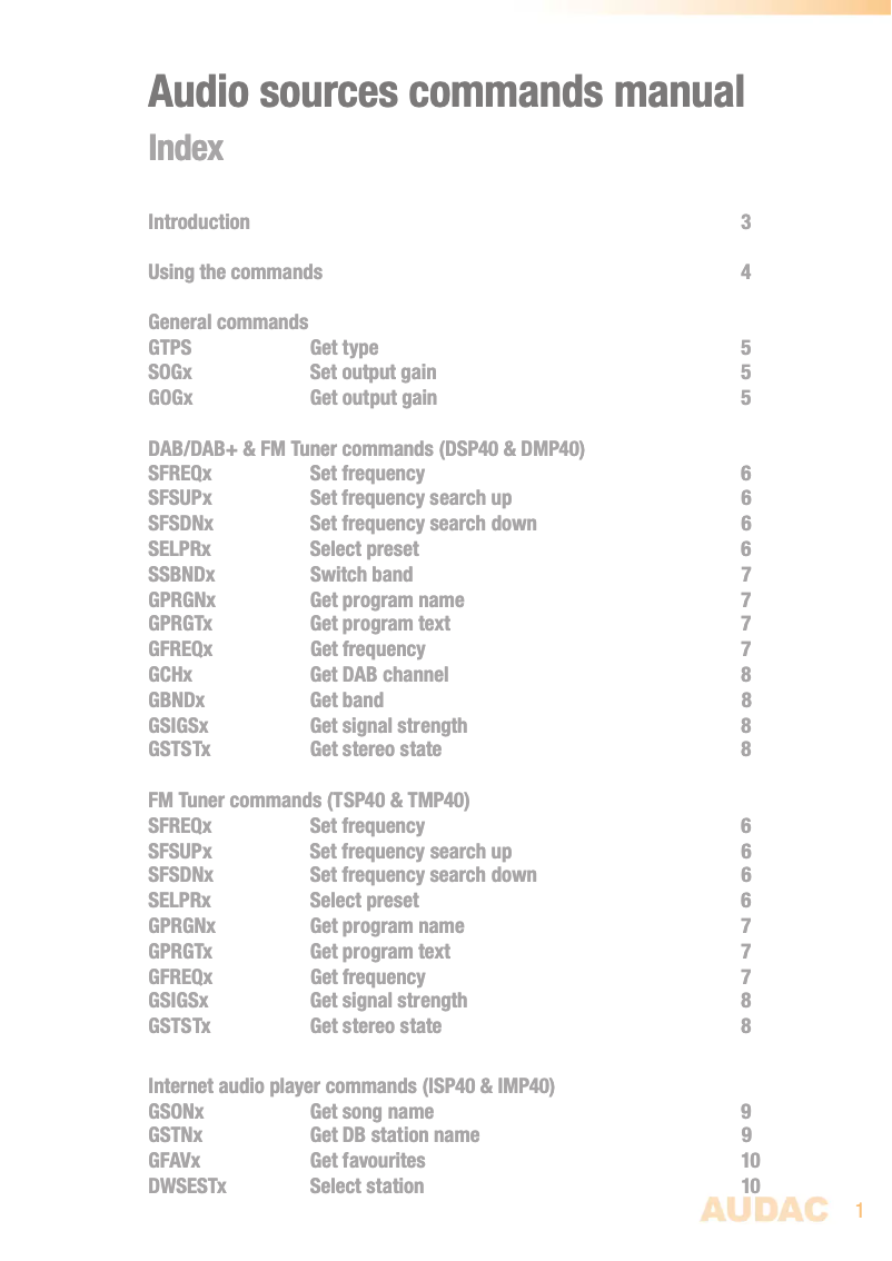 Página 1 del manual Manual de usuario Audac FMP40