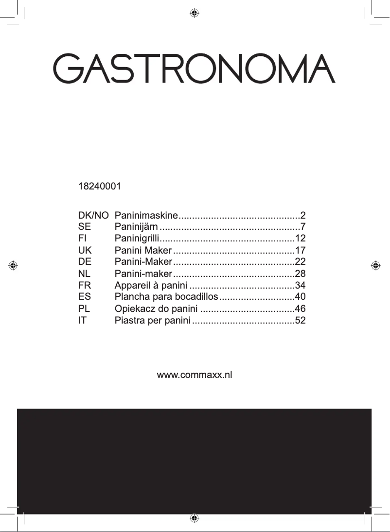 Página 1 del manual Manual de usuario Gastronoma 18240001