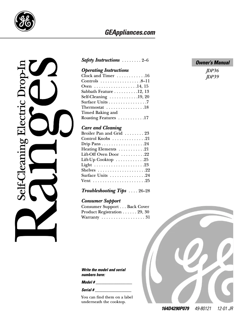Página 1 del manual Guía de instalación GE JDP36BDCT