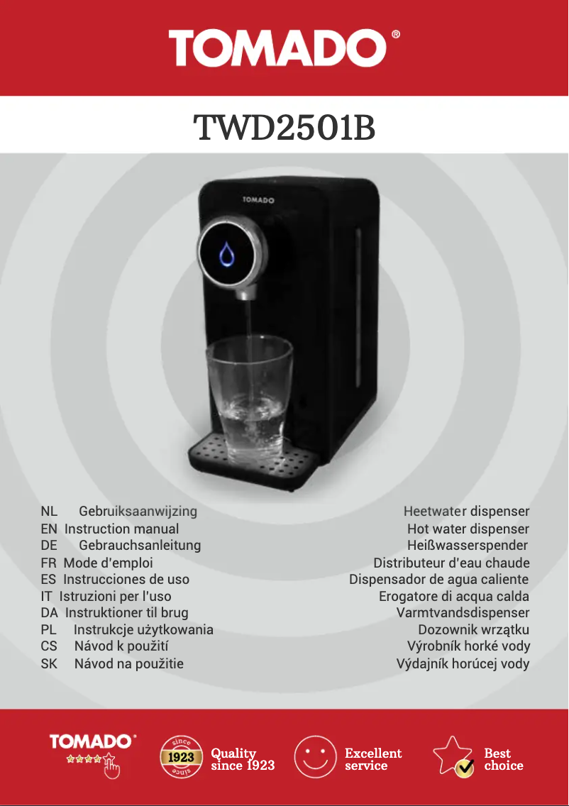 Página 1 del manual Ficha técnica Tomado TWD2501B