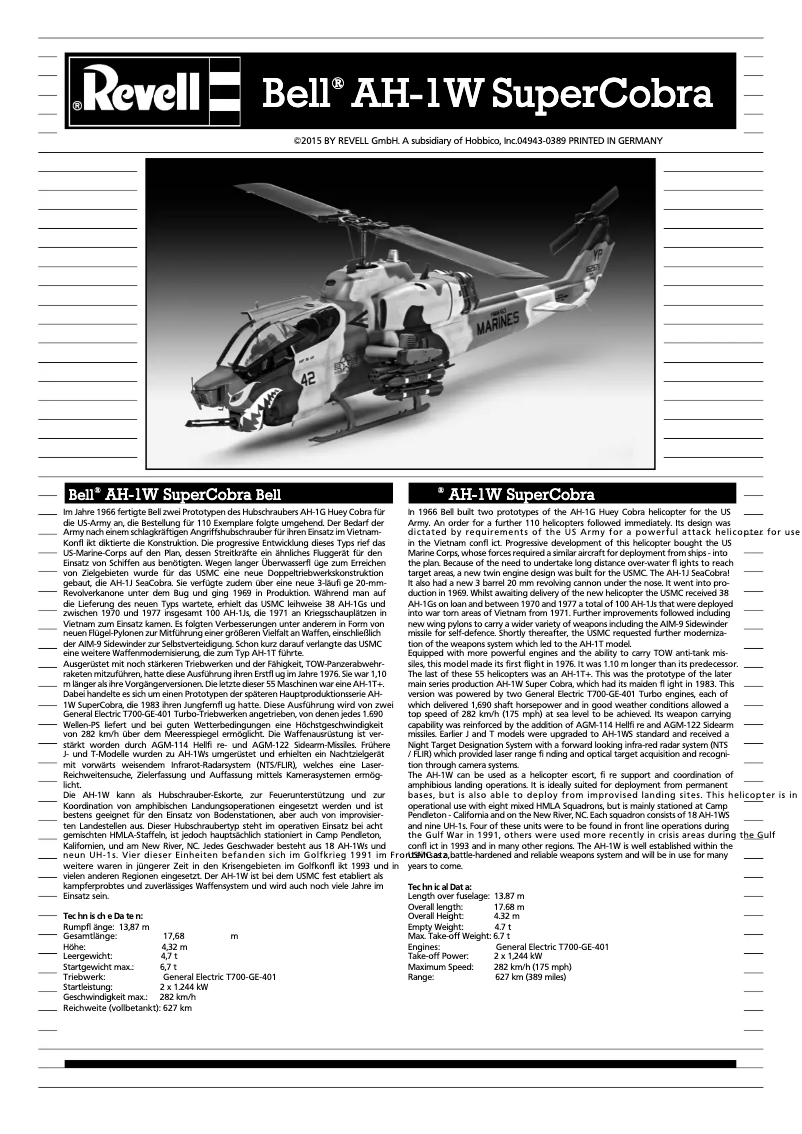Imagen de la primera página del manual del dispositivo Bell AH-1W SuperCobra