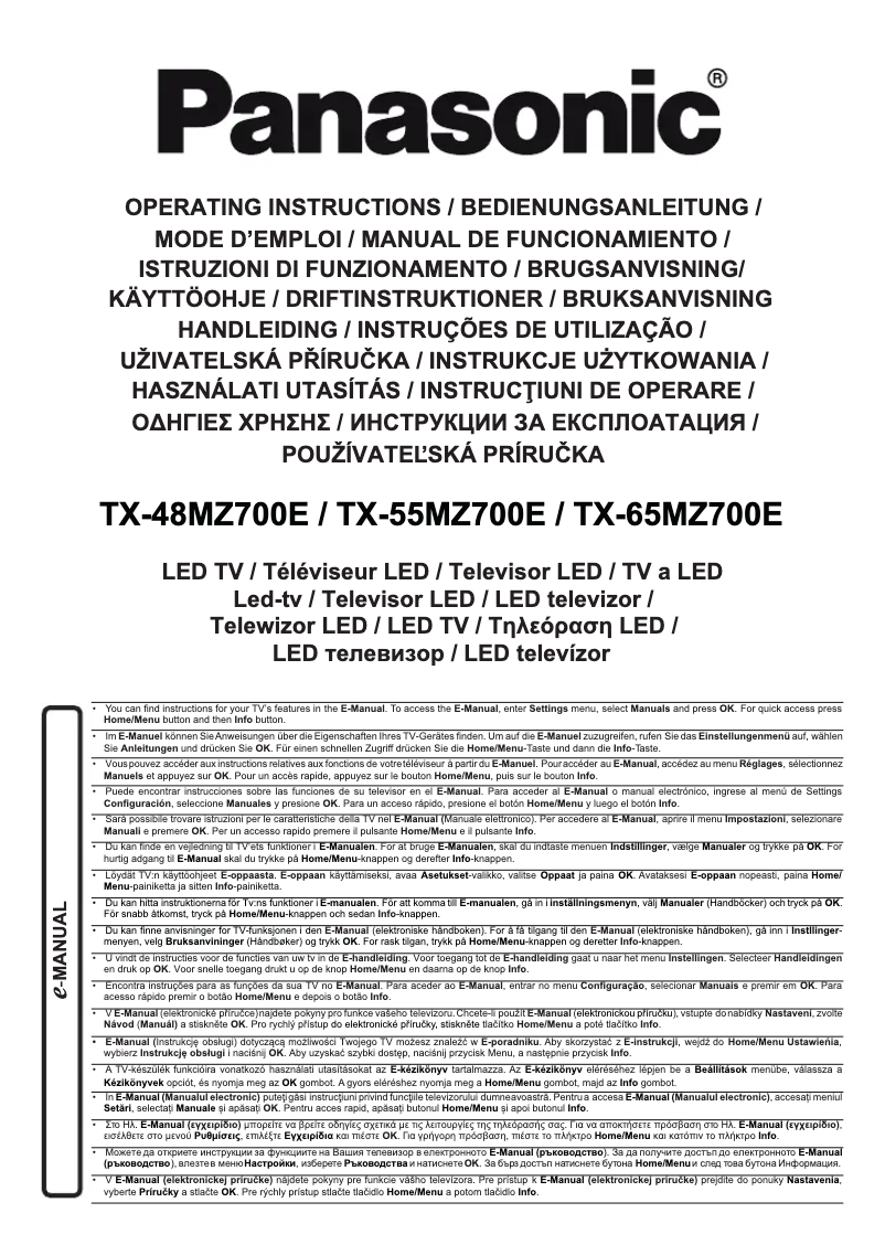 Imagen de la primera página del manual del dispositivo TX-65MZ700E