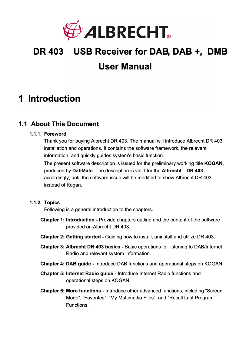 Imagen de la primera página del manual del dispositivo DR403