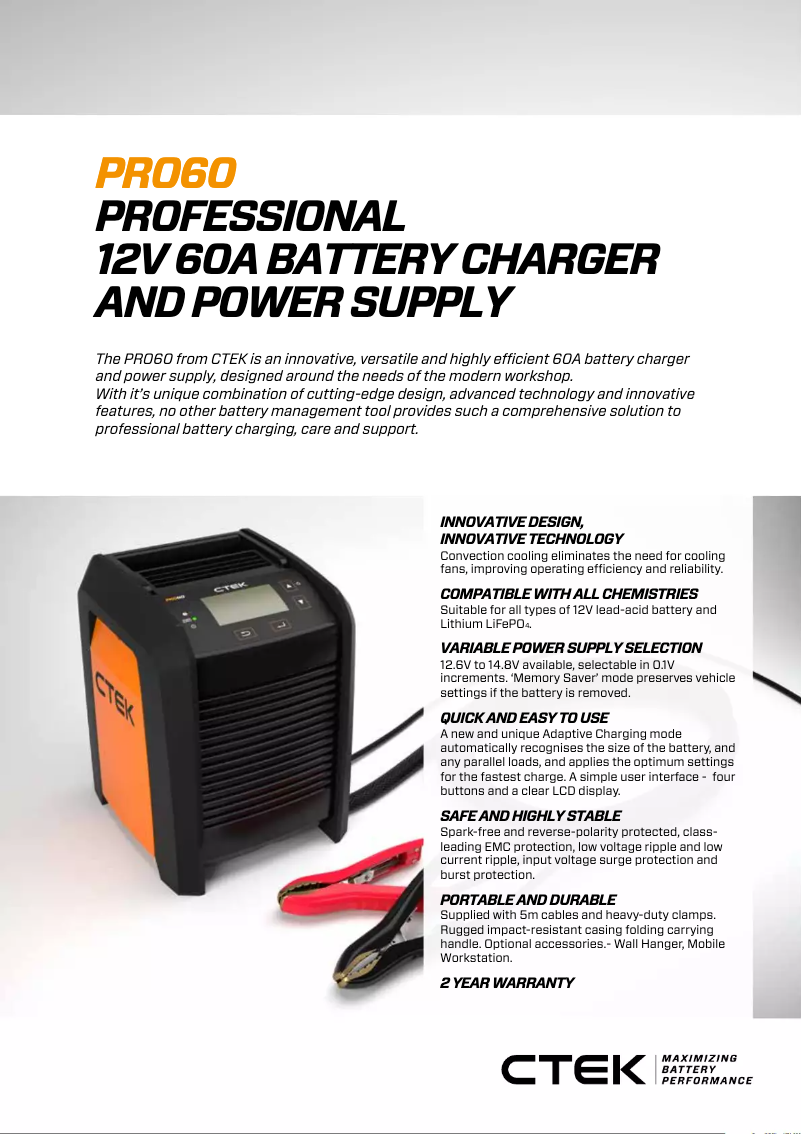 Página 1 del manual Ficha técnica Ctek PRO60
