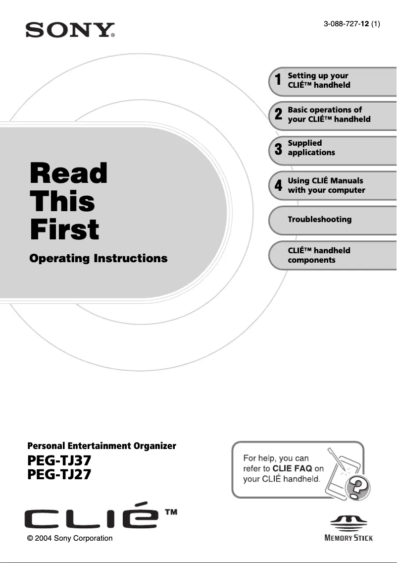 Imagen de la primera página del manual del dispositivo Clie PEG TJ27