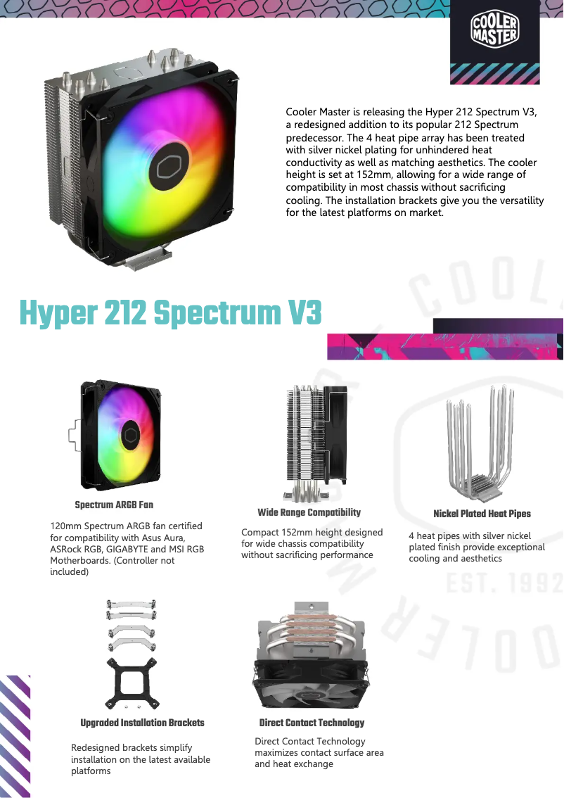Página 1 del manual Ficha técnica Cooler Master Hyper 212 Spectrum V3